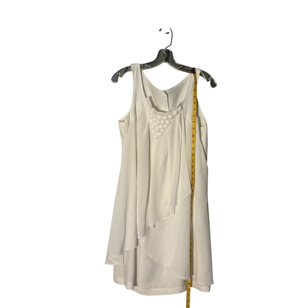 Charles Chang-Lima White Sleeveless Asymmetrical Dress With Button Back & Jewel - Picture 7 of 13
